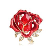 Fashion Rose Alloy Enamel Hollow Out Inlay Rhinestones Glass Women's Brooches main image 7