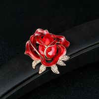 Fashion Rose Alloy Enamel Hollow Out Inlay Rhinestones Glass Women's Brooches main image 2