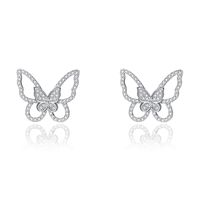 1 Piece 1 Pair Vacation Butterfly Sterling Silver Plating Inlay Artificial Gemstones 18k Gold Plated Ear Studs main image 3