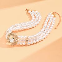 1 Piece Fashion Oval Imitation Pearl Beaded Layered Inlay Rhinestones Women's Choker sku image 1