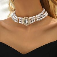 1 Piece Fashion Oval Imitation Pearl Beaded Layered Inlay Rhinestones Women's Choker main image 6