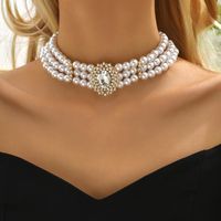 1 Piece Fashion Oval Imitation Pearl Beaded Layered Inlay Rhinestones Women's Choker main image 5