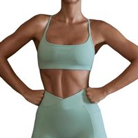 Sports Solid Color Nylon Halter Neck Backless Active Tops Crop Top main image 2