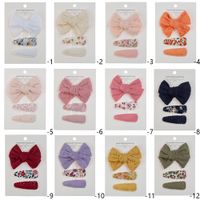 Cute Solid Color Flower Cloth Hair Clip 1 Set main image 3