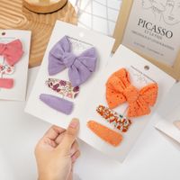 Cute Solid Color Flower Cloth Hair Clip 1 Set main image 4