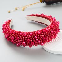Baroque Style Solid Color Cloth Inlay Pearl Hair Band 1 Piece main image 4
