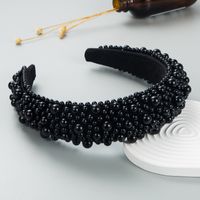 Baroque Style Solid Color Cloth Inlay Pearl Hair Band 1 Piece sku image 5