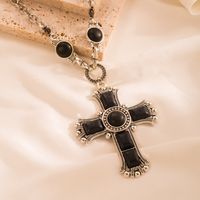1 Piece Fashion Cross Alloy Plating Inlay Turquoise Silver Plated Women's Sweater Chain main image 1