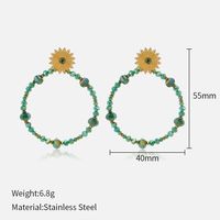 1 Pair Ethnic Style Circle Sun Beaded Handmade Inlay Stainless Steel Natural Stone Drop Earrings sku image 2