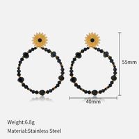 1 Pair Ethnic Style Circle Sun Beaded Handmade Inlay Stainless Steel Natural Stone Drop Earrings sku image 1
