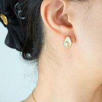 Fashion Avocado Egg Shape Titanium Steel Necklace Earrings Jewelry Set sku image 4