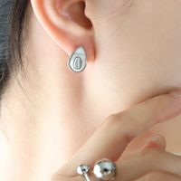 Fashion Avocado Egg Shape Titanium Steel Necklace Earrings Jewelry Set sku image 3