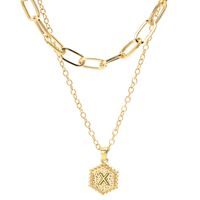 Fashion Hexagon Letter Alloy Plating Women's Layered Necklaces sku image 24
