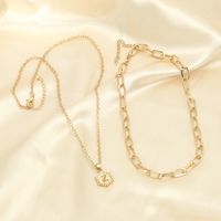 Fashion Hexagon Letter Alloy Plating Women's Layered Necklaces main image 5