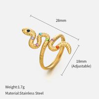 Fashion Snake Stainless Steel Inlay Rhinestones Open Ring sku image 1