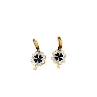 Fashion Four Leaf Clover Titanium Steel Plating Inlay Shell Drop Earrings 1 Pair main image 2