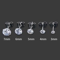 Fashion Round Stainless Steel Inlay Zircon Earrings 1 Pair main image 2