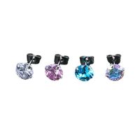 Fashion Round Stainless Steel Inlay Zircon Earrings 1 Pair main image 4