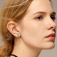 Fashion Round Stainless Steel Inlay Zircon Earrings 1 Pair main image 3