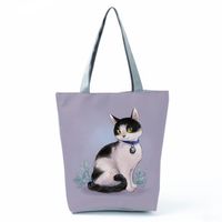 Women's Medium All Seasons Polyester Cat Fashion Square Zipper Tote Bag main image 5