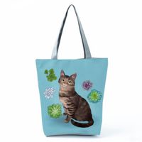Women's Medium All Seasons Polyester Cat Fashion Square Zipper Tote Bag main image 4
