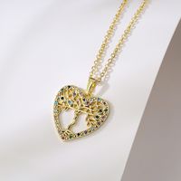 1 Piece Fashion Tree Heart Shape Copper Inlay Zircon Pendant Necklace main image 3