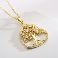 1 Piece Fashion Tree Heart Shape Copper Inlay Zircon Pendant Necklace main image 2