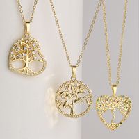 1 Piece Fashion Tree Heart Shape Copper Inlay Zircon Pendant Necklace main image 1