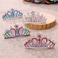 Fashion Crown Alloy Hollow Out Inlay Rhinestones Hair Combs 1 Piece main image 3