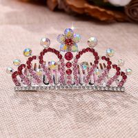 Fashion Crown Alloy Hollow Out Inlay Rhinestones Hair Combs 1 Piece sku image 2