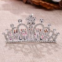 Fashion Crown Alloy Hollow Out Inlay Rhinestones Hair Combs 1 Piece sku image 1