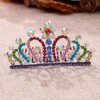 Fashion Crown Alloy Hollow Out Inlay Rhinestones Hair Combs 1 Piece sku image 4
