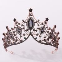 Elegant Crown Artificial Crystal Alloy Inlay Rhinestones Crown 1 Piece sku image 3
