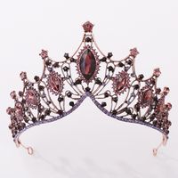 Elegant Crown Artificial Crystal Alloy Inlay Rhinestones Crown 1 Piece sku image 4
