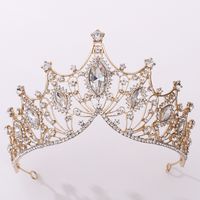 Elegant Crown Artificial Crystal Alloy Inlay Rhinestones Crown 1 Piece sku image 2