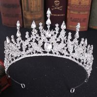 Elegant Oval Crown Alloy Rhinestone Inlay Artificial Crystal Crown 1 Piece sku image 2