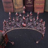 Elegant Oval Crown Alloy Rhinestone Inlay Artificial Crystal Crown 1 Piece sku image 1