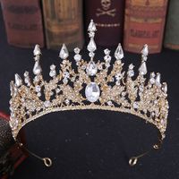 Elegant Oval Crown Alloy Rhinestone Inlay Artificial Crystal Crown 1 Piece sku image 3