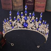 Elegant Oval Crown Alloy Rhinestone Inlay Artificial Crystal Crown 1 Piece sku image 5