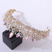 Fashion Water Droplets Crown Alloy Rhinestone Crown 1 Piece main image 4
