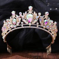 Fashion Water Droplets Crown Alloy Rhinestone Crown 1 Piece sku image 11