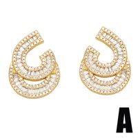 1 Pair Fashion C Shape Plating Inlay Copper Pearl Zircon 18k Gold Plated Ear Studs main image 5