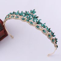 Fashion Leaf Alloy Hollow Out Inlay Crystal Rhinestones Crown 1 Piece main image 4