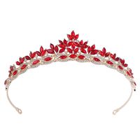 Fashion Leaf Alloy Hollow Out Inlay Crystal Rhinestones Crown 1 Piece main image 2