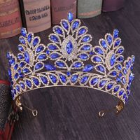 Fashion Oval Crown Alloy Hollow Out Inlay Rhinestones Crown 1 Piece main image 3