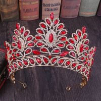 Fashion Oval Crown Alloy Hollow Out Inlay Rhinestones Crown 1 Piece sku image 5