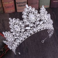 Fashion Oval Crown Alloy Hollow Out Inlay Rhinestones Crown 1 Piece sku image 1