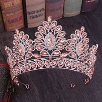 Fashion Oval Crown Alloy Hollow Out Inlay Rhinestones Crown 1 Piece sku image 2