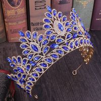 Fashion Oval Crown Alloy Hollow Out Inlay Rhinestones Crown 1 Piece sku image 6