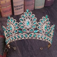 Fashion Oval Crown Alloy Hollow Out Inlay Rhinestones Crown 1 Piece sku image 7